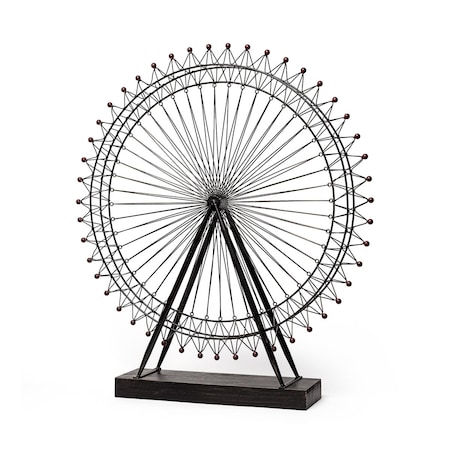 Palacedesigns 32 x 29 x 5 in. Black Metal & Wood London Eye Moveable Sculpture PA3089537